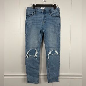 Abercrombie Kids Denim Distressed Taper Fit Blue Jeans 13/14 Preppy Cute Casual